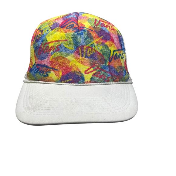 Vans Trucker Hat Multicolor Graphic Snapback Cap Retro Skater Style Mesh - Picture 12 of 12